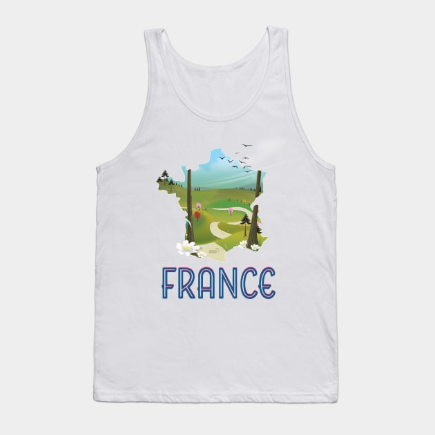 France Map travel poster Tank Top by nickemporium1